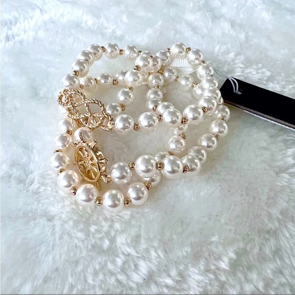 J. Crew Gold and Pearl 3 piece Nautical Bracelet set